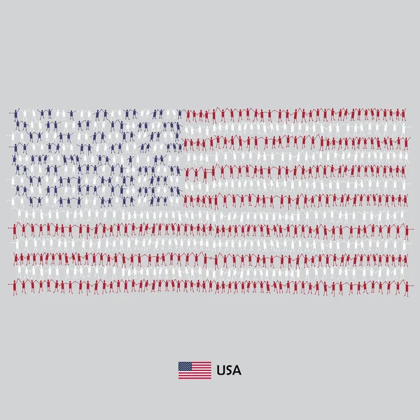 许多人像美利坚合众国国旗一样的形状 矢量说明 — 图库矢量图片