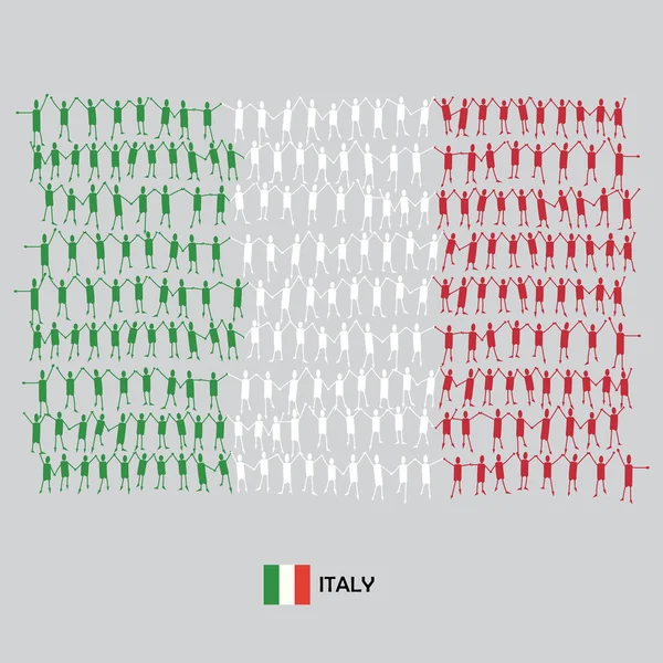 Gran Grupo Personas Forma Bandera República Italiana Italia Ilustración Vectorial — Archivo Imágenes Vectoriales