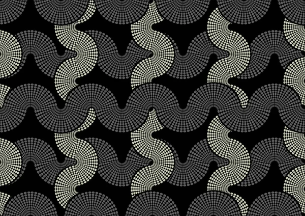 Patrón Inconsútil Africano Punto Línea Curva Arte Imagen Color Negro — Vector de stock