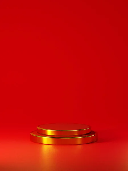 Rendering Red Podium Theme Product Display Background — Stock Photo, Image
