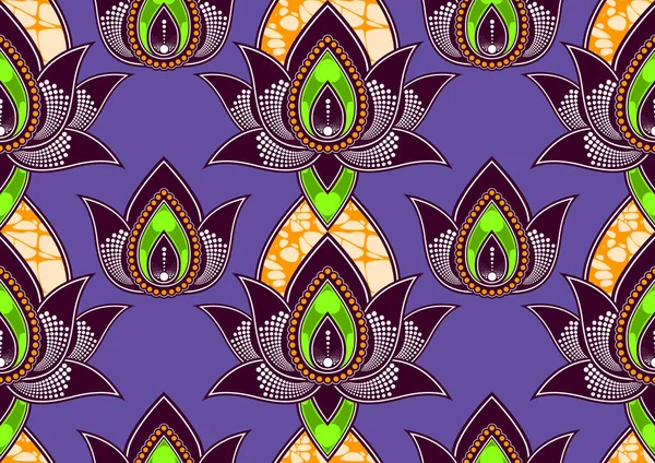 Motif Sans Couture Fleur Abstraite Africaine Belle Lignes Courbes Soignées — Image vectorielle