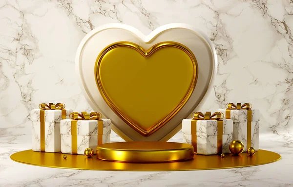 Rendering Happy Valentine Day Podium Display Dreidimensionale Geschenk Box Objekt — Stockfoto