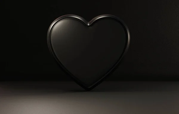 Rendu Joyeuse Saint Valentin Coeur Tridimensionnel Fond Écran Couleur Noire — Photo