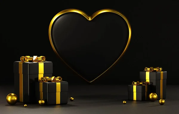 Rendering Happy Valentine Day Podium Display Dreidimensionale Geschenk Box Objekt — Stockfoto