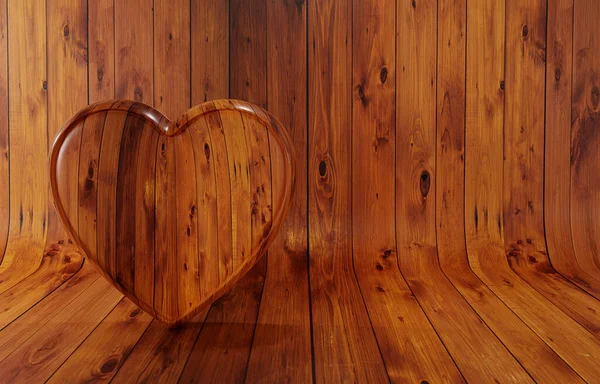 Renderowania Serca Kształt Drewna Tekstury Trójwymiarowe Tło Tapety — Zdjęcie stockowe