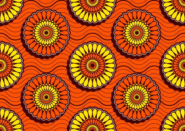 Padrão Sem Emenda Arte Têxtil Africana Abstrato Flor Imagem Fundo — Vetor de Stock