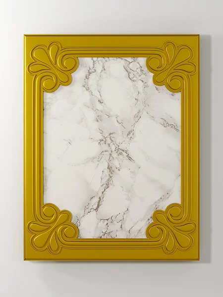 Rendering Luxury Gold Frame Marble Ornate Square Illustration — Stock Photo, Image