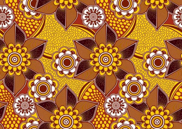 Padrão Sem Emenda Arte Têxtil Africana Círculo Flores Imagem Abstrata — Vetor de Stock