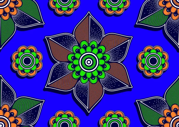 Patrón Sin Costura Arte Textil Africano Flor Círculo Abstracto Imagen — Vector de stock