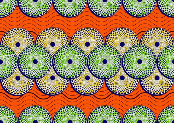 Nahtloses Muster Afrikanischer Textilkunst Kreis Abstraktes Bild Und Hintergrund Modegrafik — Stockvektor