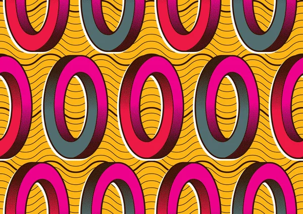 アフリカのテキスタイルアートのシームレスなパターン 円の抽象的なイメージと背景 プリントのためのファッションアートワーク ベクトルファイルEps10 — ストックベクタ
