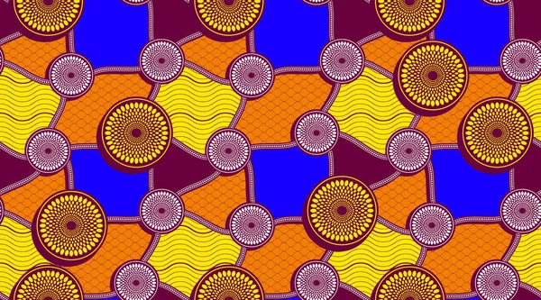 Seamless Pattern African Textile Art Abstract Circle Line Point Image — ストックベクタ