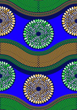 Eğri ve daire noktasız desen, Afrika tekstil sanatı, baskı için moda arka planı, vektör dosyası eps10.