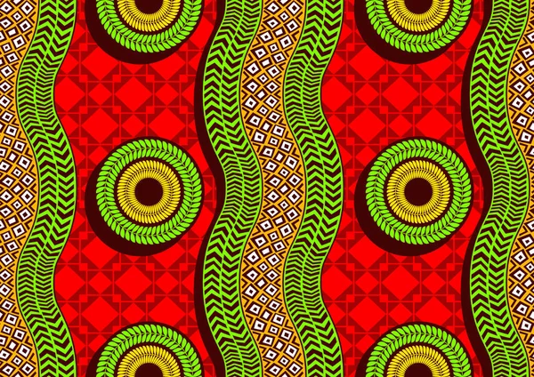 Afrikanische Textilkunst Kurvige Zick Zack Und Kreis Punkt Nahtlose Muster — Stockvektor