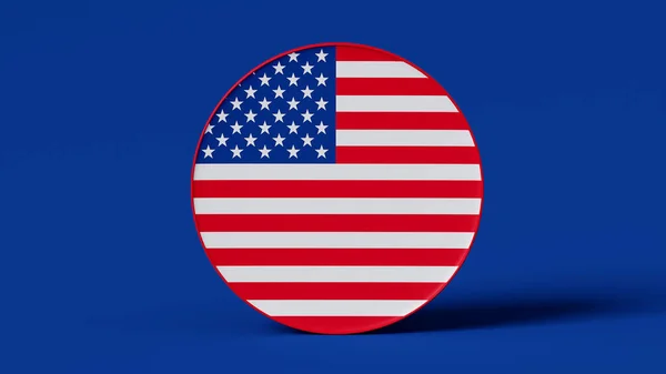 Rendering Mockup Nemzeti Zászló Egy Kör Kijelző Amerikai Egyesült Államok — Stock Fotó