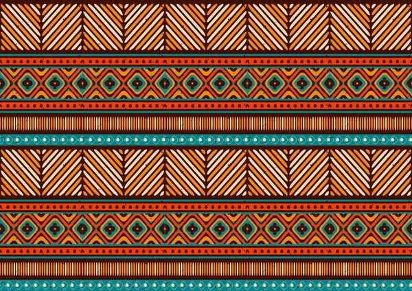 아프리카의 추상적 민족적 풍미없는 패턴의 손으로 이미지와 Fabric Print Scarf — 스톡 벡터