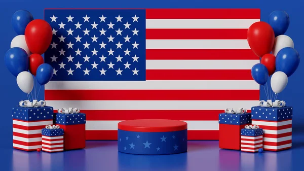 Rendering Modern Minimal Mockup Podium Display United States America 4Th — 스톡 사진