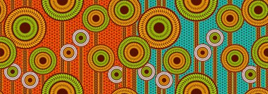 Çiçekli sarmaşık resmi, 2 tip renk arkaplan, Afrika tekstil sanatının etnik deseni, Hawaii soyut çember, çizgi ve nokta resmi, baskı için moda sanatı, vektör dosyası eps10