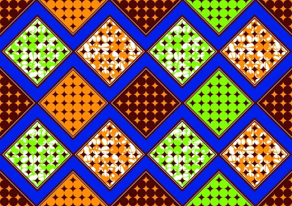 African Abstract Seamless Pattern Vibrant Colours Textile Art Hand Draw — Stock vektor