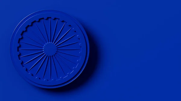 3d rendering, india background, ashoka chakra symbol of India in the left side on blue backgeound , copy space for design