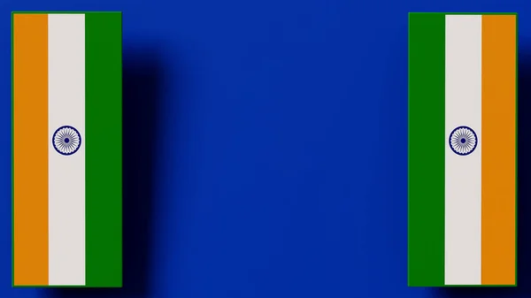 Rendering India Background Flag Symbol Left Right Side Blue Backgeound — Zdjęcie stockowe