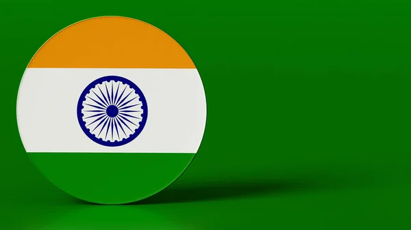 3d rendering, august 15 independence day of india or republic day, circle flag symbol on left sied green background, mockup template, copy space for design