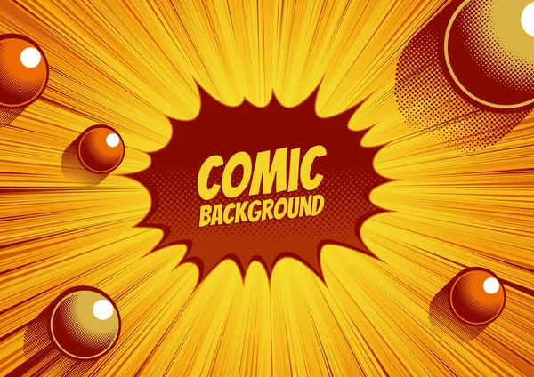 Comic Abstract Background Pop Art Design Radial Speed Lines Speech — Vettoriale Stock