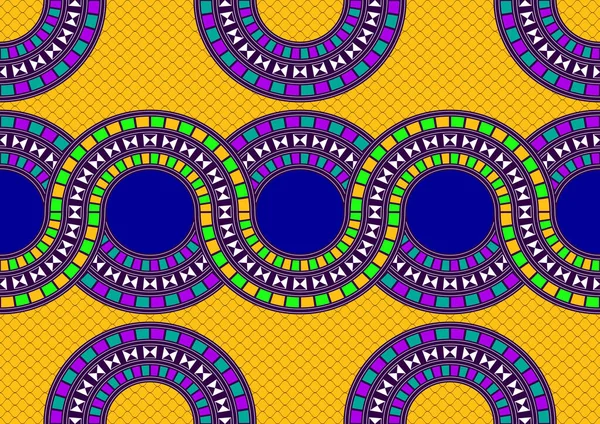 Circle Abstract African Seamless Pattern Textile Art Overlap Line Art — Stockvektor
