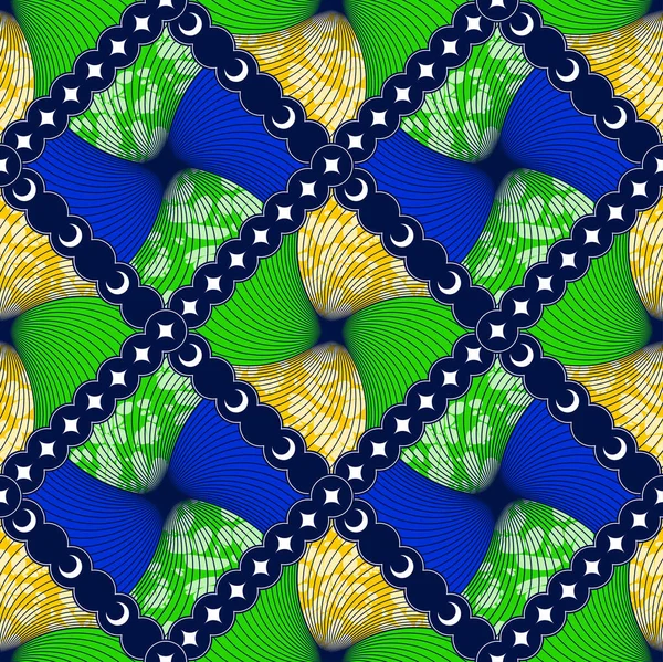 Africa Seamless Pattern Vibrant Colours Textile Art Tribal Abstract Hand — Stok Vektör