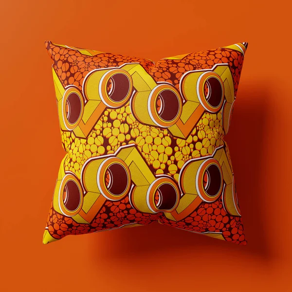 3d rendering illustration fashion product pillow Cushion Cover on theme design concept of africa pattern for presentation Manufacturer Supplier and customer on website