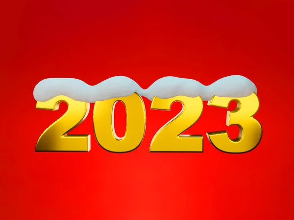 2023 Yılınız Kutlu Olsun Kırmızı Zemin Üzerinde Kar Işlemeli 2023 — Stok fotoğraf