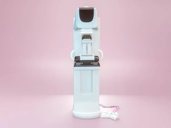 Mammography device  for screening breast cancer in hospital on pink background. 3D rendering.