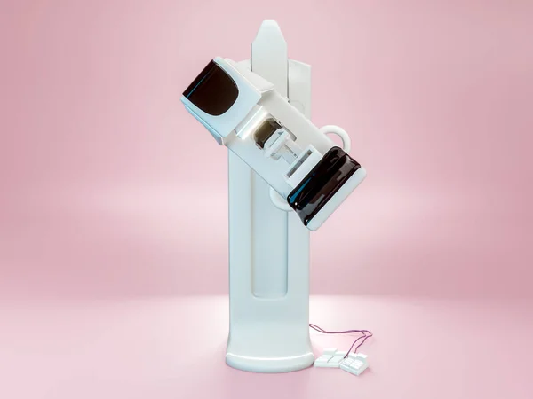 Mammography device  for screening breast cancer in hospital on pink background. 3D rendering.