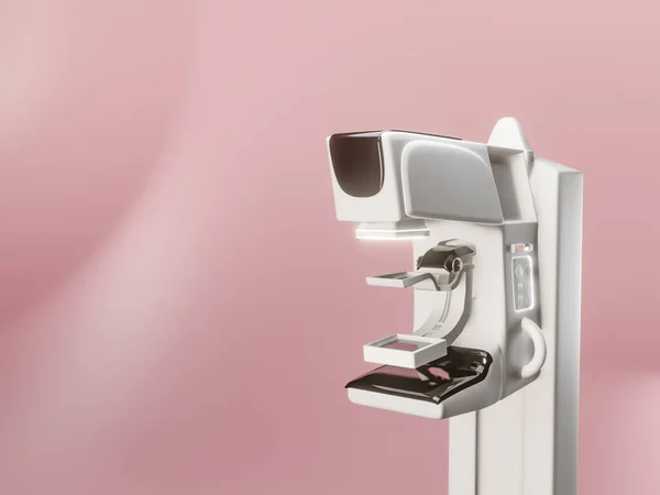 Mammography device  for screening breast cancer in hospital on pink background.