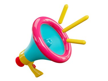 Megaphone speaker or loudspeaker bullhorn, vector realistic 3d mockup. Modern isolated . lifeguard alert and announcement speakerphone isolated on white background 3D rendering.Clipping path.
