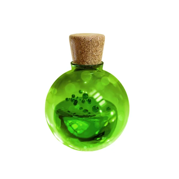Бутылка Зеленым Зельем Рендеринг Изолирован Белом Фоне — стоковое фото
