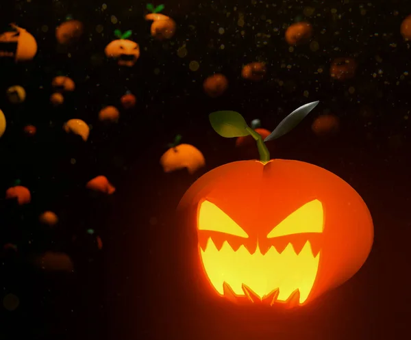 Felice Halloween Zucca Testa Jack Lantern Rendering Illustrazione Carta Parati — Foto Stock