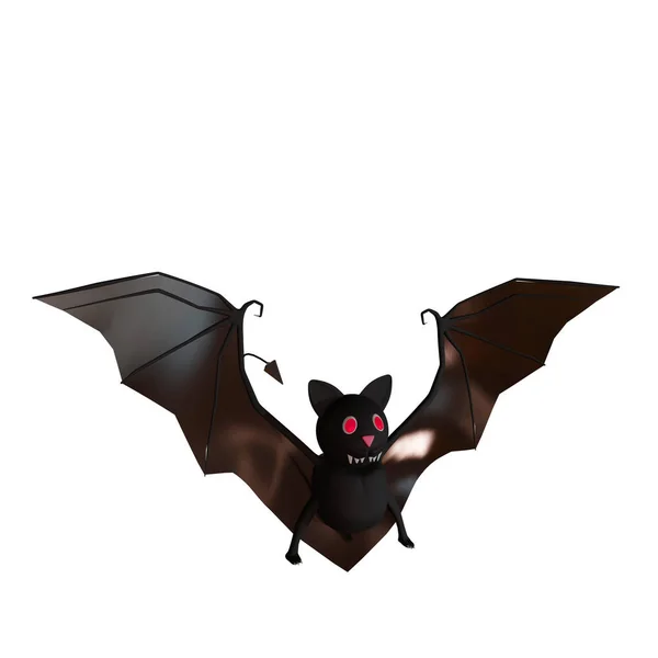 邪恶的蝙蝠飞 蝙蝠的背景之间的光环 蝙蝠卡通片3D渲染 欧洲蝙蝠之夜 万圣节 被白色背景隔离的令人生畏的10月份 — 图库照片