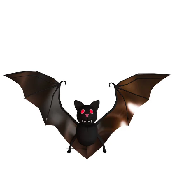 邪恶的蝙蝠飞 蝙蝠的背景之间的光环 蝙蝠卡通片3D渲染 欧洲蝙蝠之夜 万圣节 被白色背景隔离的令人生畏的10月份 — 图库照片