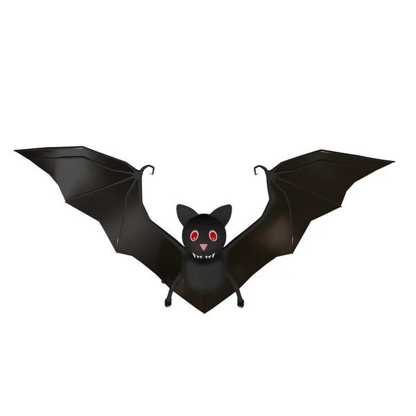 邪恶的蝙蝠飞 蝙蝠的背景之间的光环 蝙蝠卡通片3D渲染 欧洲蝙蝠之夜 万圣节 在白色背景上隔离的令人生畏的10月份 — 图库照片