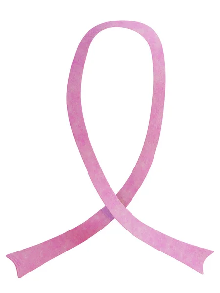Realistyczna Różowa Wstążka Dla Symbolu Świadomości Raka Piersi Renderowania Izolowane — Zdjęcie stockowe