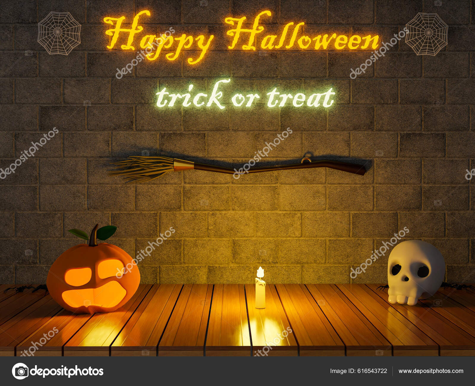 Conjunto De Abóboras De Halloween Renderização 3d Jack O Lantern