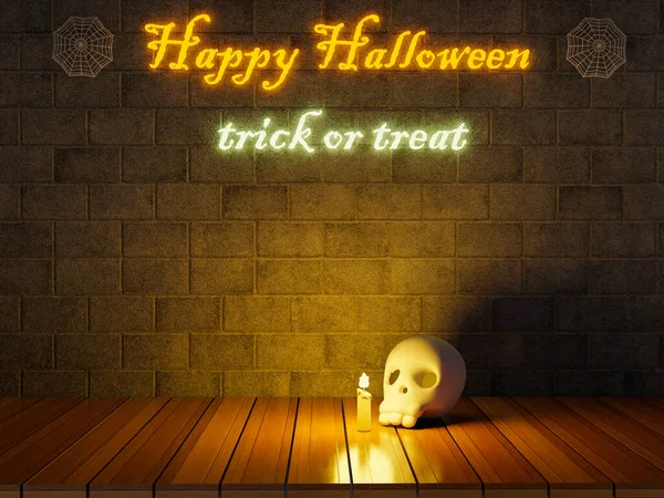 Feliz Halloween Renderização Papel Parede Holloween Com Crânio Assustador — Fotografia de Stock