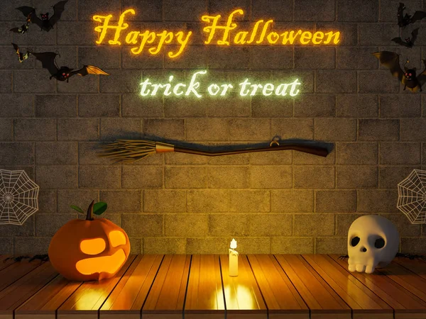 Feliz Halloween Cabeça Abóbora Jack Lanterna Renderização Com Amigos Papel — Fotografia de Stock