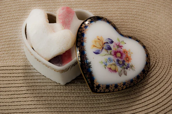 Cookies in een hart — Stockfoto