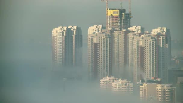 Cinematic 7680X4320 Silhouette City Clouds Skyscrapers Cloud Fog Skyscraper Tower — Stockvideo
