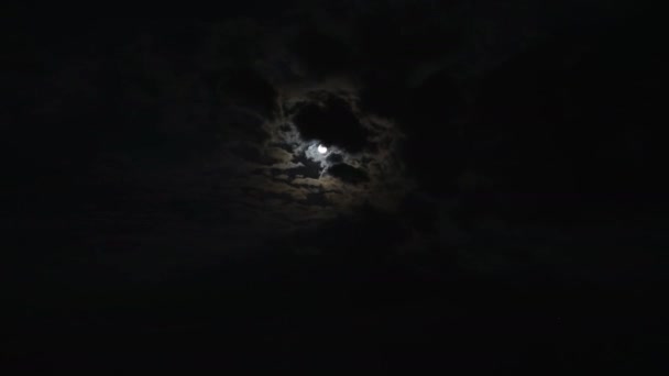 7680X4320 4320P Πανσέληνος Και Σύννεφα Στο Νυχτερινό Ουρανό Νεφελώδης Νύχτα — Αρχείο Βίντεο