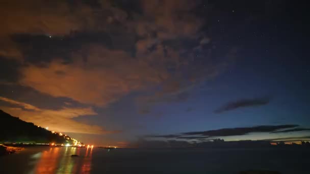 7680X4320 4320P Зірки Гавані Біля Моря Порт Небо Сутінках Дивовижні — стокове відео