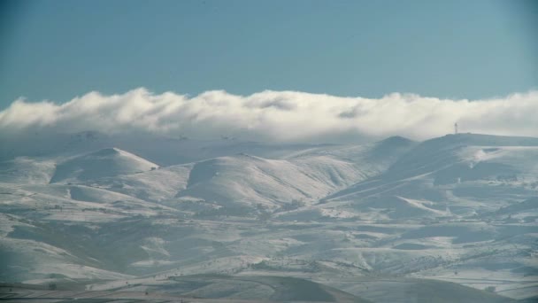 4320P 7680X4320 Snowy Mountain Hills Sunny Winter Geography Cloud Movements — стоковое видео