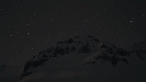 7680X4320 4320P Stars High Snowy Mountain Peak Night Winter Midnight — Stock video